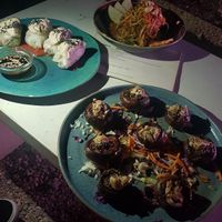 Mushrooms summer rolls and pad thai at Art of Raw at The Garden Lounge in Zadar