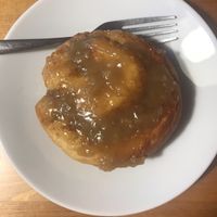 vegan and gluten free Cinnamon bun with vegan caramel sauce  at Choko Moko in Ajax