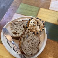 Hummus and bread  at Veganius in Buenos Aires