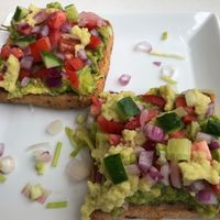 Avocado Toast amazing! Such great flavor combinations!  + spicy upon request! at Smokey's The Brownie Bar in Colombo