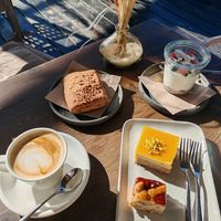 Pain au chocolat, yogurt and desserts at Bio Essere in Arco