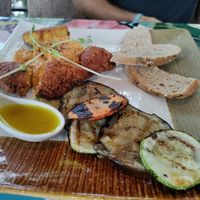 Falafel and hummus plate. Teeny portion of bread for the hummus. at Green Room Cafe in Jaco