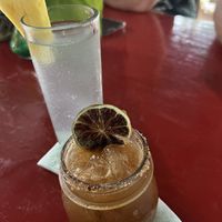 Coconut water, tamarind chipotle margarita  at Green Room Cafe in Jaco