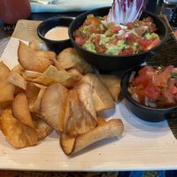 Cassava chips and guacamole   at Green Room Cafe in Jaco