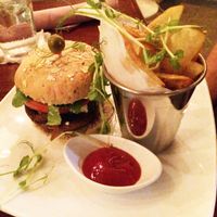 vegetarian falafel burger (has feta) at Green Room Cafe in Jaco