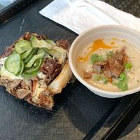 griddled yuba (new creation) and coconut soup at Superiority Burger in New York City