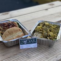 Mac Attack Burger and Curry Seitan at 21 Oak in Manchester