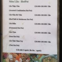 Hot pot menu at Dai Loc in Da Lat