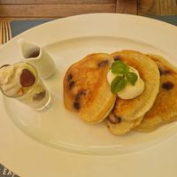 Vegan pancakes with cashew cream cheese  at Haven in Siem Reap