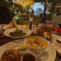Pesto pasta and Khmer amok with tofu   at Haven in Siem Reap