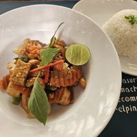 Stir-fried veggies with tofu and cashews at Haven in Siem Reap