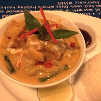 Khmer curry, the tamarind sauce on the side is a great addition. Full of tofu and veg, deliciously creamy. at Haven in Siem Reap