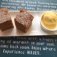 Mango Sorbet and vegan brownie  at Haven in Siem Reap