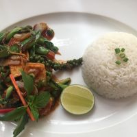 Mixed veggies and steamed rice at Haven in Siem Reap