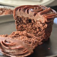 Gorgeous chocolate cupcake 🧁   at Blooming Lotus Gourmet Bakery in Milwaukee