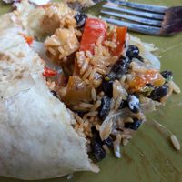 Inside of fajita burrito with tofu at Mad Mex in Erie