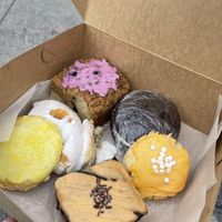 Lemon cookie, blueberry crumb cake, Whoopie pie, orange white chocolate cookie, pumpkin spice brownie, cinnamon roll    at Jodi Bee Bakes in Salem