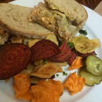 Vegan Reuben sandwich with veggie chips. Mmmm. at FOREVER in Mexico City