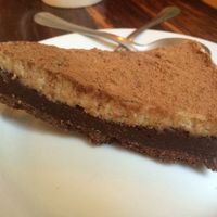 Vegan chocolate ganache cake with marzipan topping. Yum! at FOREVER in Mexico City