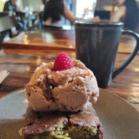 Matcha brownie and hazelnut icecream at FOREVER in Mexico City