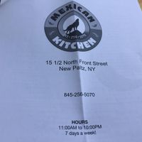 menu at Mexican Kitchen in New Paltz