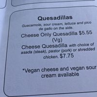menu at Mexican Kitchen in New Paltz