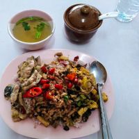 3 items w/rice & broth at Ahan Jay in Udon Thani