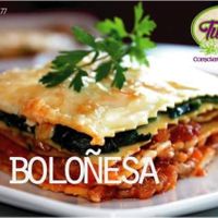 Lasagna a la Bolognesa de soya. Traído desde Italia y libre de carne. El sabor de la salsa es buenísimo y la pasta que se usa no tiene huevo. at Tushty in Queretaro