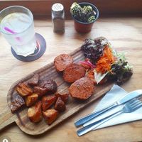 vegan chorizo dish at Recyclo Bike Cafe in Malaga