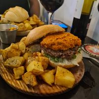 Veggie Burger W/ romesco sauce at Recyclo Bike Cafe in Malaga
