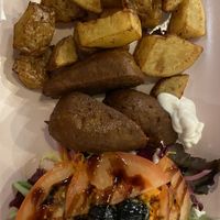 Vegan churros (Spanish “sausages”)   at Recyclo Bike Cafe in Malaga