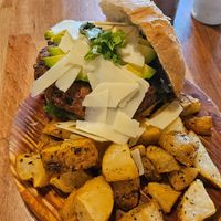 Toscana vegan burger at Recyclo Bike Cafe in Malaga