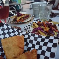Empanadas and tacos with seitan at Recyclo Bike Cafe in Malaga