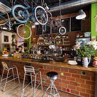 Interior design at Recyclo Bike Cafe in Malaga