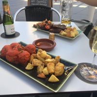 Vegan chorizos and meatballs at Recyclo Bike Cafe in Malaga