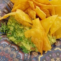 Guacamole with fried "totopos" at Recyclo Bike Cafe in Malaga