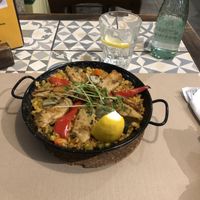 Paella with meatless chicken   at Vegetalia - Born in Barcelona