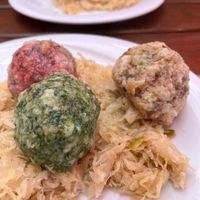 Tris di canederli at Rifugio Vajolet in Vigo Di Fassa