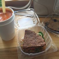 tomato soup with half veggie panini and bean brownie at Body & Soul Healthy Meal Plans in Fort Myers