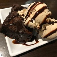 Vegan brownie and dairy free vanilla ice cream. It was amazing!!!!! at Camino Real Kitchen and Tequila in Bakersfield