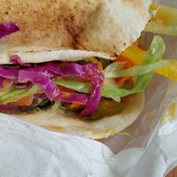 Falafel wrap with mango pickle sauce at Fanoush Salad Bar - London Rd in Sheffield