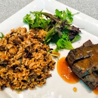 Blue flower tofu with black truffle wild rice at elemen 元素 - Millenia Walk in Central Singapore