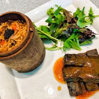 Blue flower tofu with black truffle wild rice at elemen 元素 - Millenia Walk in Central Singapore