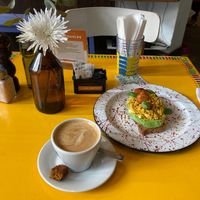 Avocado toast with vegan-tofu "egg" at Casa Munay in Buenos Aires