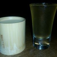 Zend with apple juice shot at Zend Conscious Lounge in Vancouver