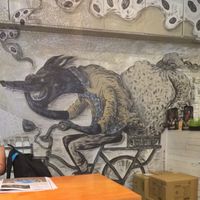 Cool wall art at The Wolf Espresso in Perth