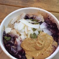 Peanut butter and banana oatmeal for breakfast! (make sure there is no honey) at The Wolf Espresso in Perth