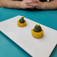 Free whilst we were waiting for our appetisers. Polenta, creamed spinach, lemon at Cavoli Nostri in Naples