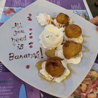 Fried bananas 🍌😜 at Beijing to Bali in Crete