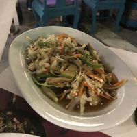 All vegan!
Vegetable noodles,
Spring rolls,
Rice,
Stay vegetables and soy vegetables   at Beijing to Bali in Crete